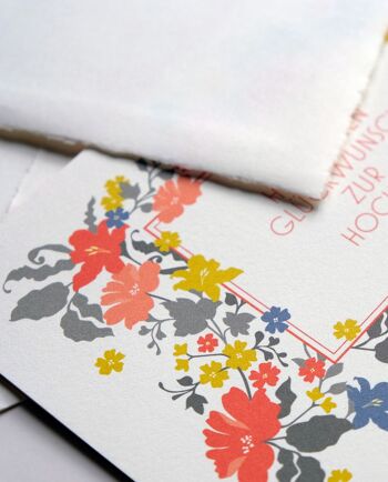 Étiquette florale de carte de mariage, avec enveloppe 2