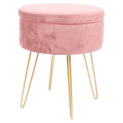 Reposapiés redondo de terciopelo rosa con espacio de almacenaje, de Harbour Housewares (alto 45 x profundidad 36 cm)