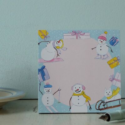 Blocco note 10x10 cm pupazzi di neve
