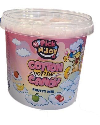 Brabo - Pick N Joy - Zucchero filato al gusto di fragola con caramelle scintillanti - Vaso Cotton Popping Candy - Espositore da 12 vasi