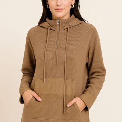 Giacca con cappuccio in maglia pesante di alta qualità con pannelli trapuntati