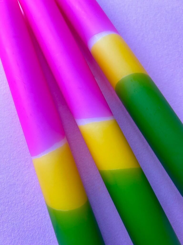 CLUB TROPICANA Dip Dye Dinner Candle Trio