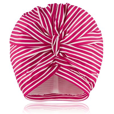Turbante de ducha con rayas de color rosa