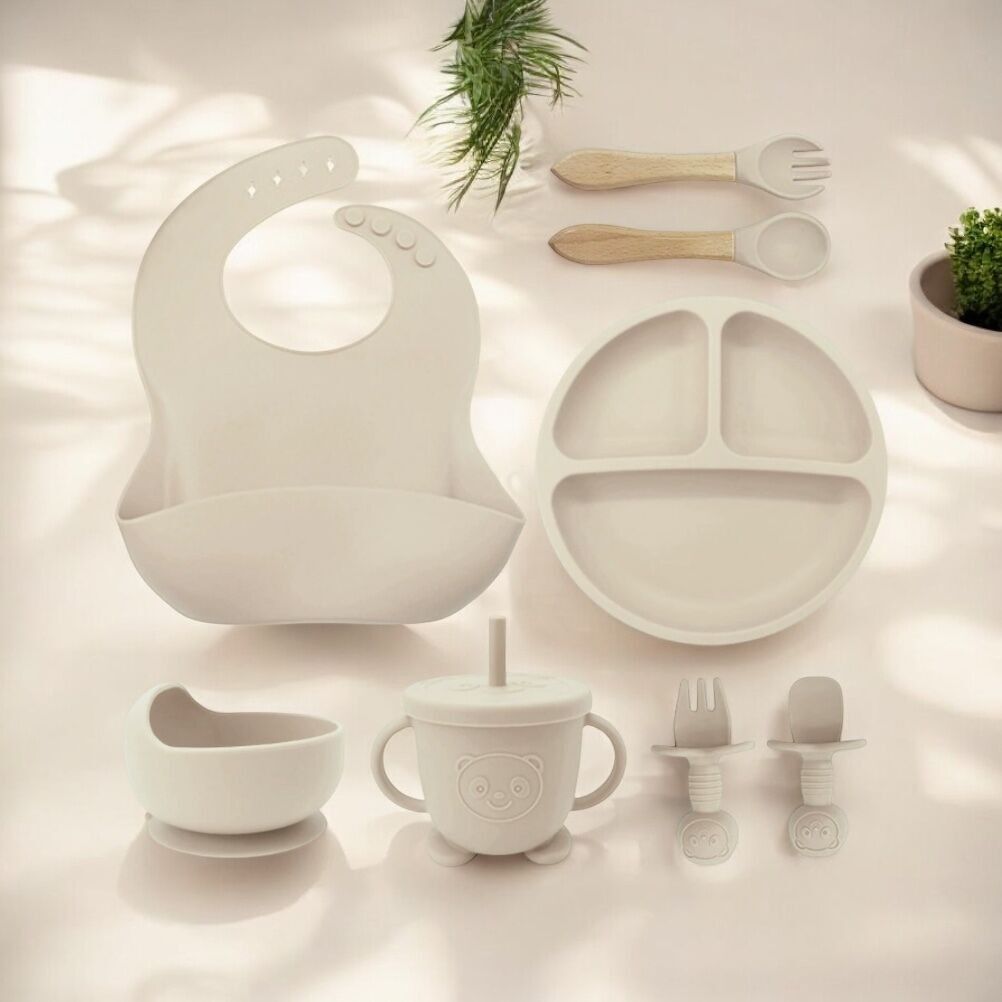 Set per pappe in silicone per bambini da 8 pezzi: Beige