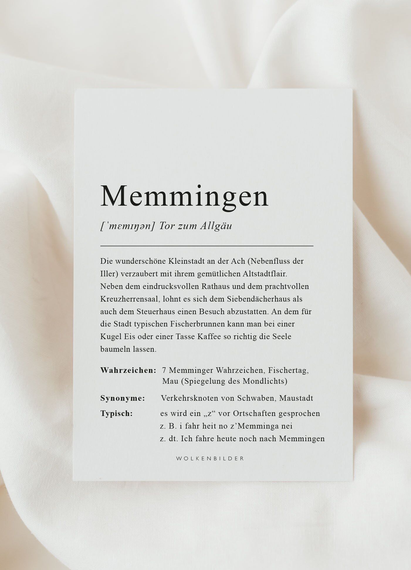 Non. 193 carte postale "MEMMINGEN DÉFINITION"