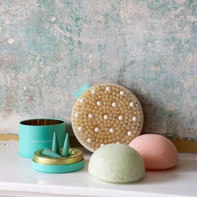 Coffret brosse de bain, encens et éponge Mello - Trempage en profondeur