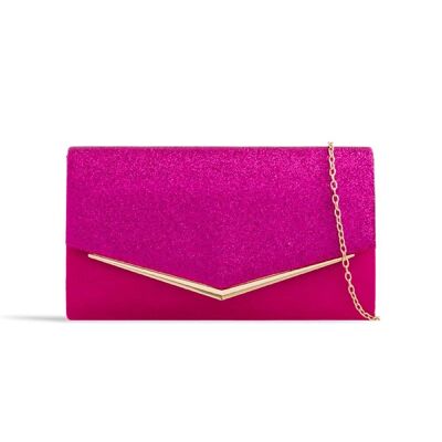 Pochette enveloppe à paillettes fuchsia