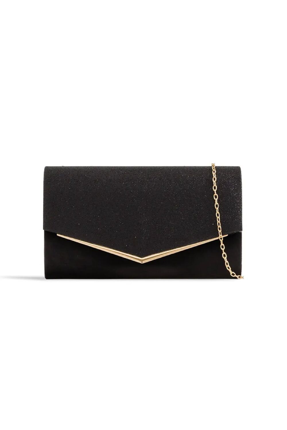 Schwarze Clutch mit Glitzer-Umschlag
