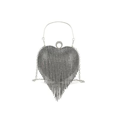 Sac de soirée en diamant avec cœur noir