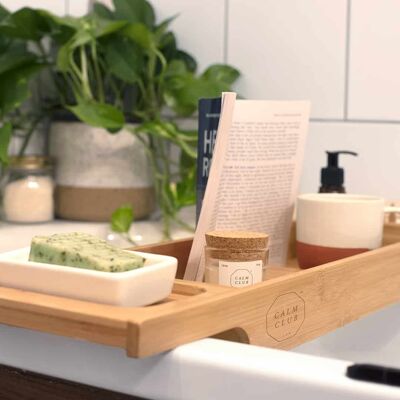 Ensemble de panier de bain en bois Calm Club - Planche de bain