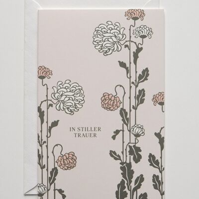 Trauerkarte Chrysanthemen, mit Umschlag