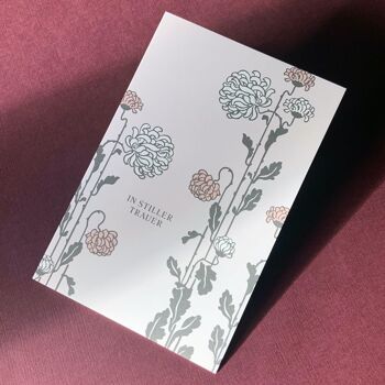 Carte de condoléances chrysanthèmes, avec enveloppe 3