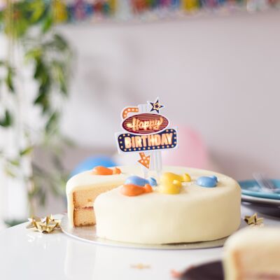 Topper per torta lampeggiante al neon retrò di Las Vegas