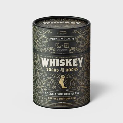 Ensemble verre à whisky et chaussettes – Chaussettes à whisky sur les rochers