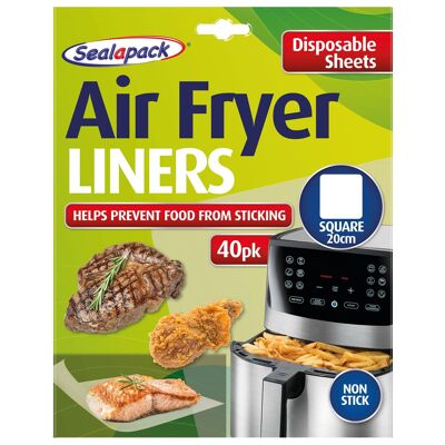 Revestimientos desechables cuadrados para freidoras de aire - 20 cm - Transparente - Paquete de 40 - Por Sealapack