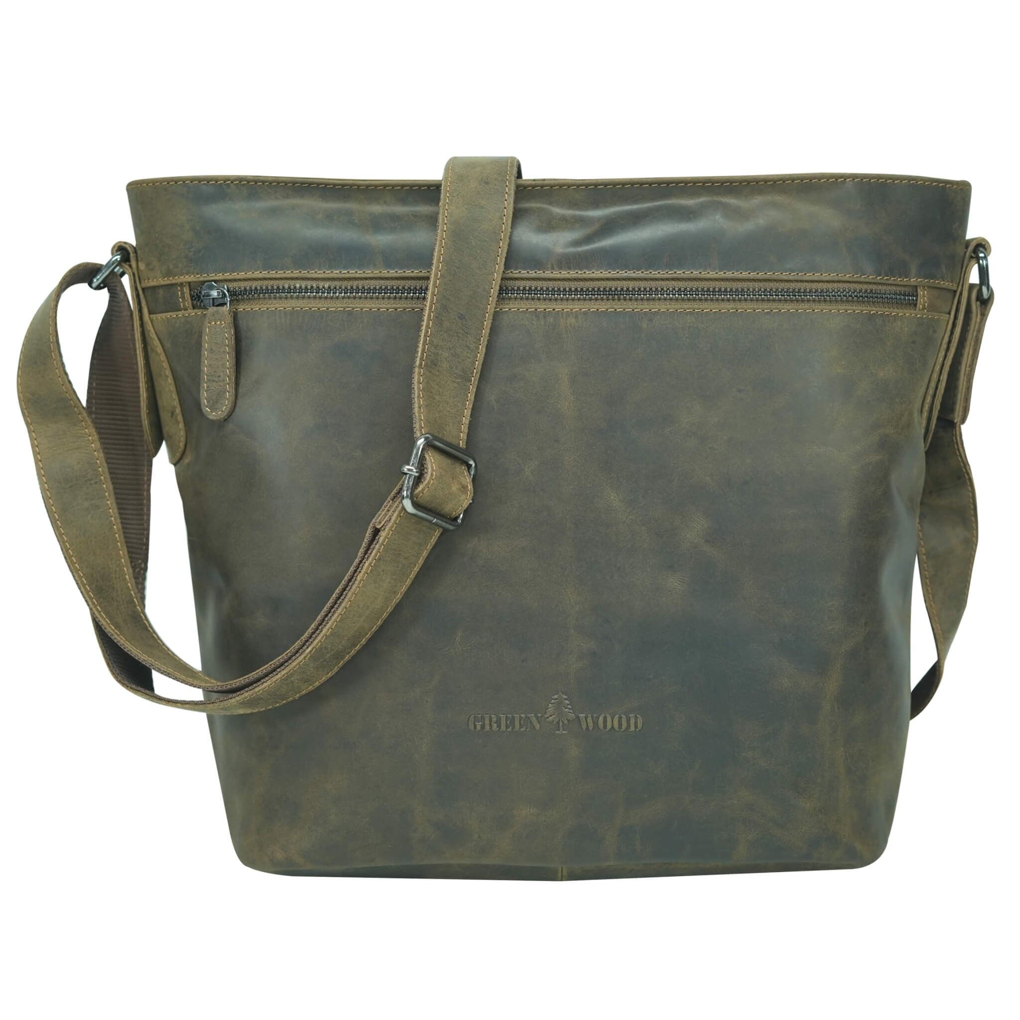 Olga Sac à main en cuir pour femme Grand sac à bandoulière Uni Bag