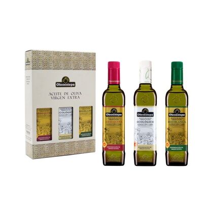 Mallette BIO 3 bouteilles de 500 ml d'Huile d'Olive Extra Vierge Oleoestepa - D.SOIT.fr. Steppe