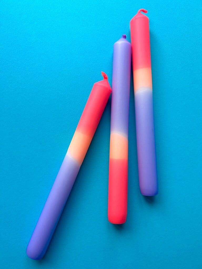 TUTTI FRUTTI Trio di candele da cena Dip Dye