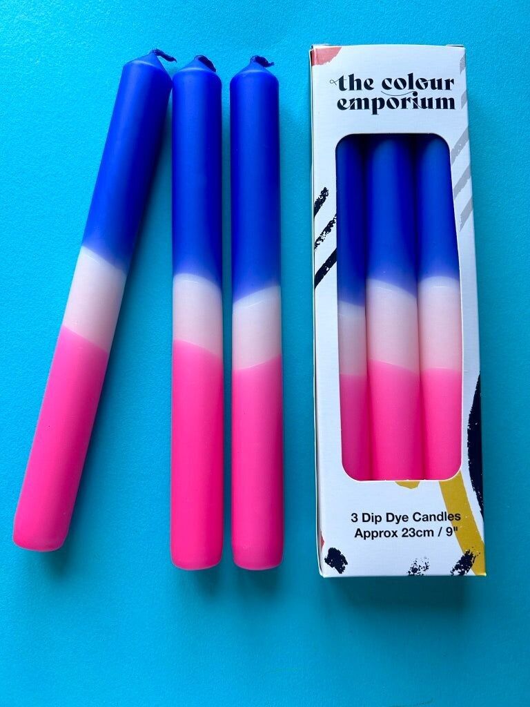 Trio di candele da cena Dip Dye PINKBERRY DIVE