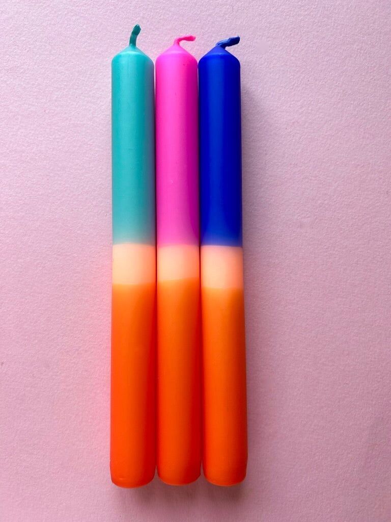 MIAMI BRIGHTS - Dip Dye Dinner Candle Trio