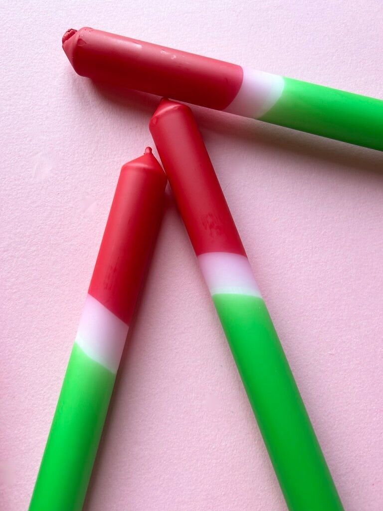 STRAWBERRY SLICE - Dip Dye Dinner Candle Trio