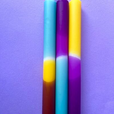 PEACOCK - Dip Dye Dinner Candle Trio