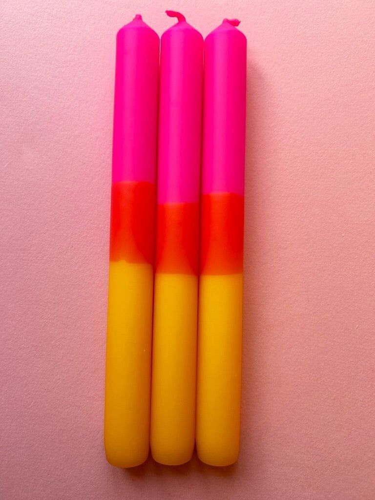 INDIAN SUMMER Dip Dye Dinner Candles trio