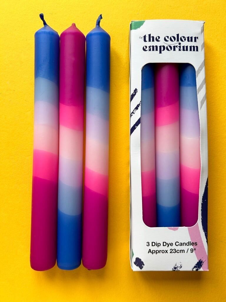 RAZZLE DAZZLE Dip Dye Dinner Candles Trio