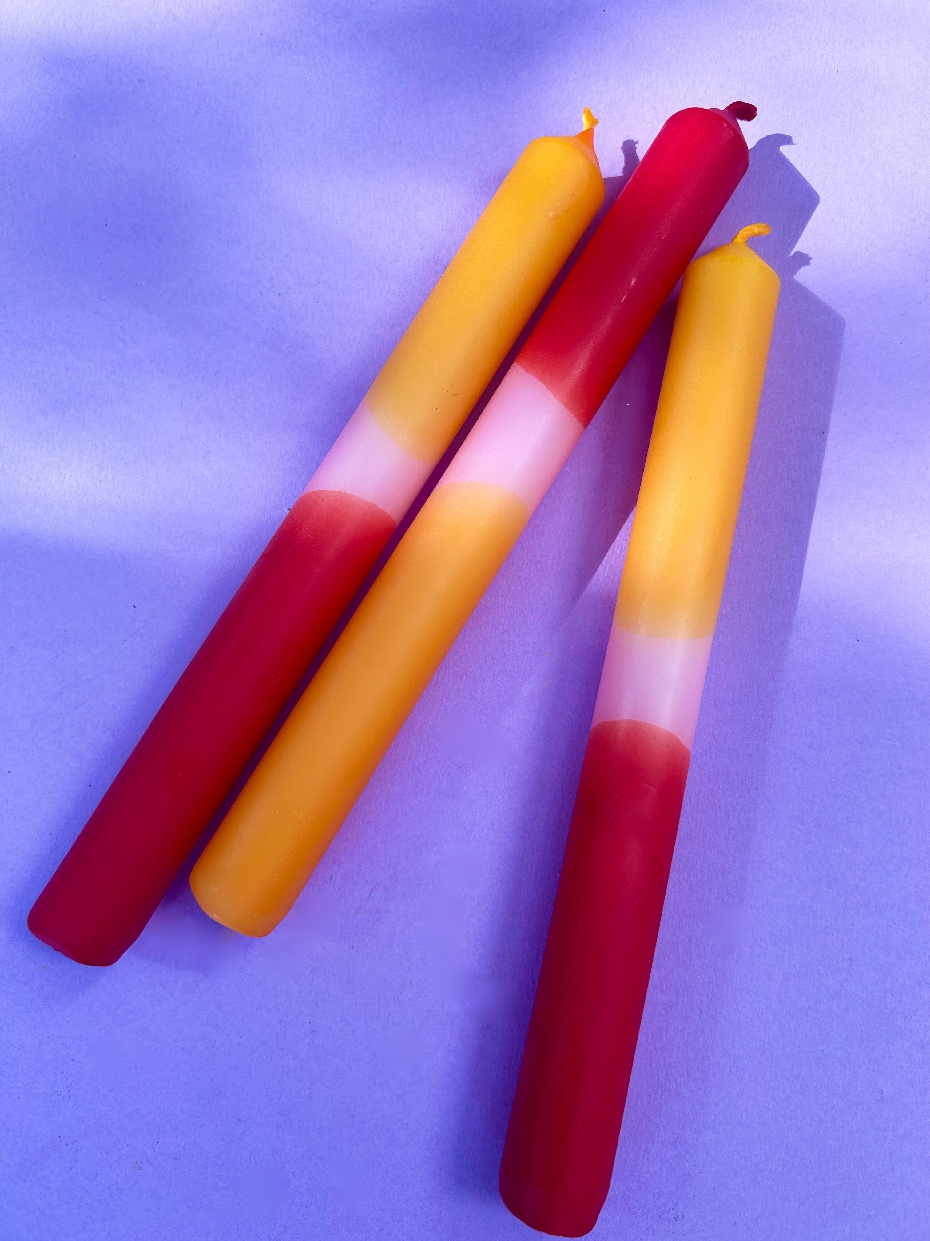 Trio di candele da cena SAHARA SCORCH Dip Dye