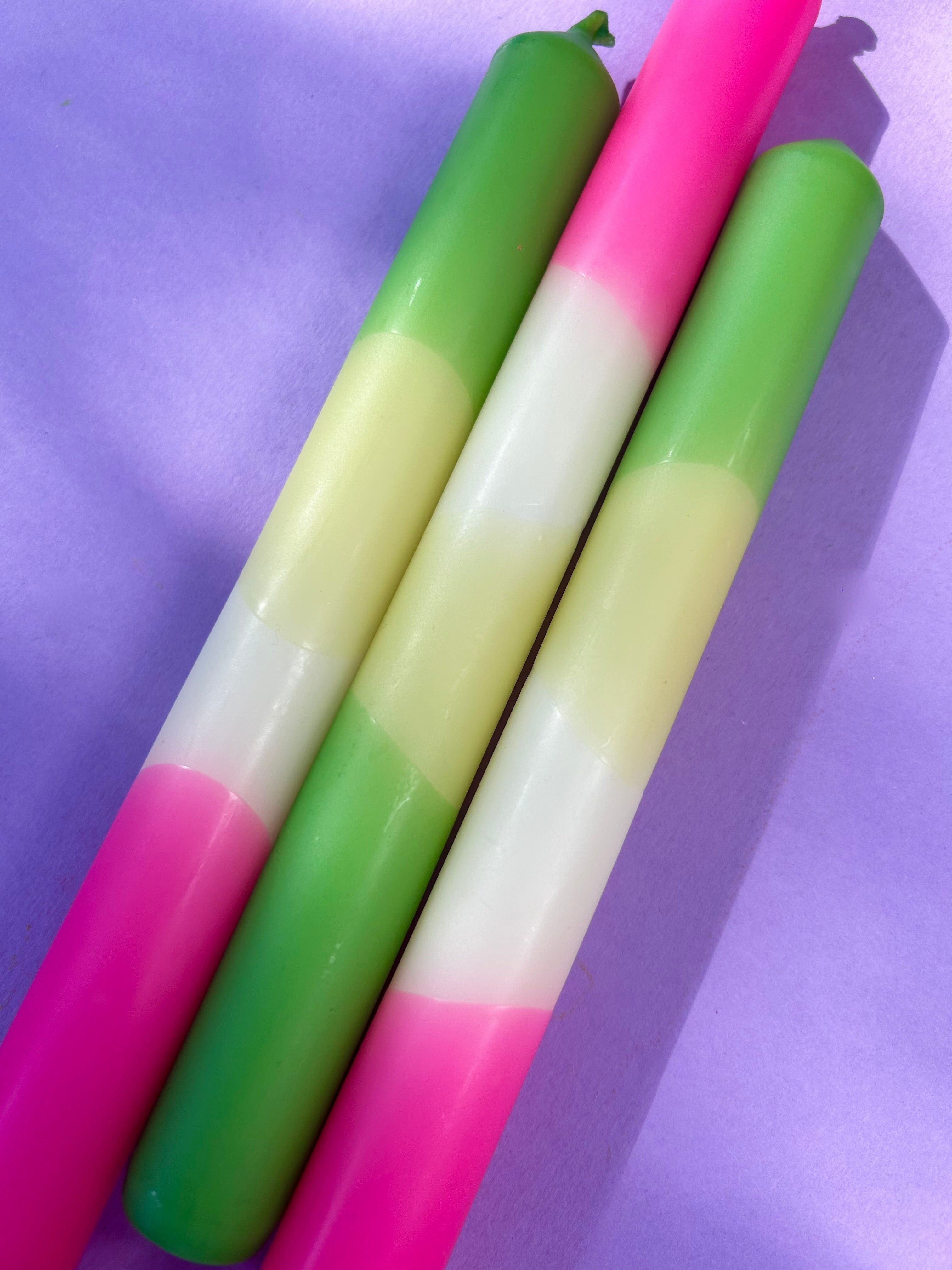 PRIME LIME GLOW Dip Dye Dinner Candles Trio