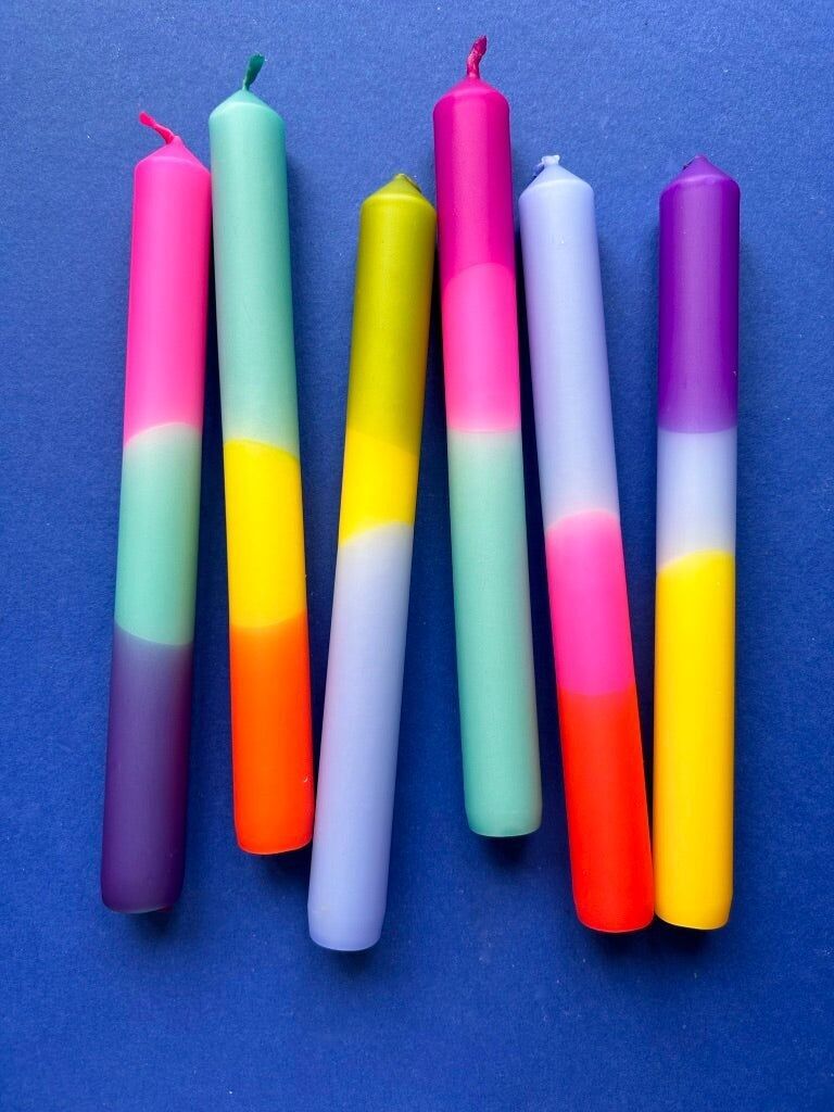 VIBRANT HUES Dip Dye Dinner Candles set da 6