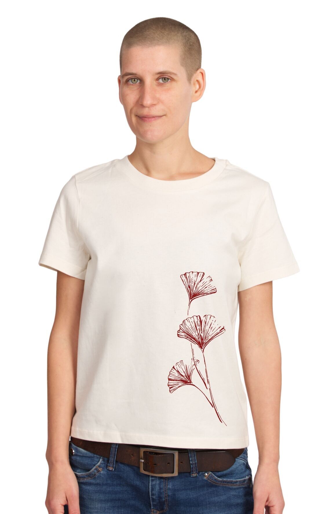 Maglietta biologica Fairwear da donna in ginkgo grezzo naturale