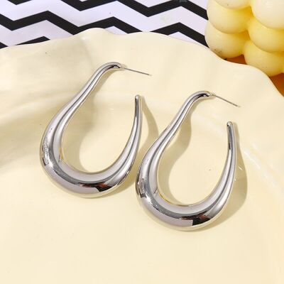 Boucles d'Oreilles Argentées Créoles Ovales Epaisses