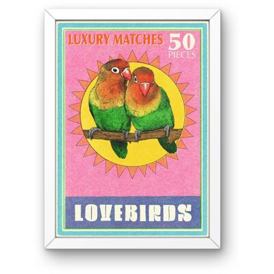 Love Birds Matchbox Art Print | Pack Of Two