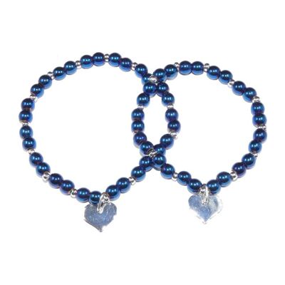 Mama & Tochter Armband Blue Hematite & Silver Plated.jpg