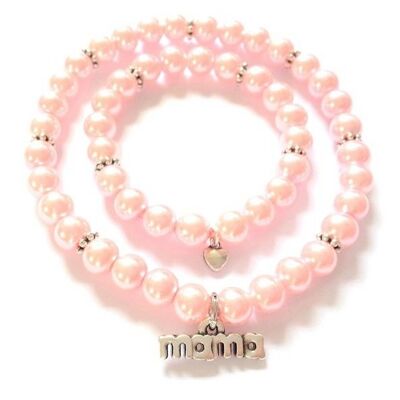 Armband für Mama und Baby, rosa Perlen