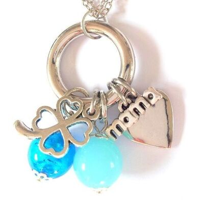 Collier Mama Argent & Aqua