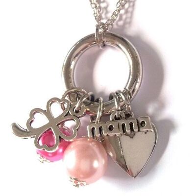 Collier Maman Argent & Rose