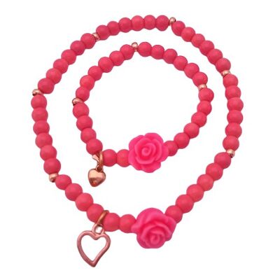 Pulsera mamá y bebé niña Coral Rose