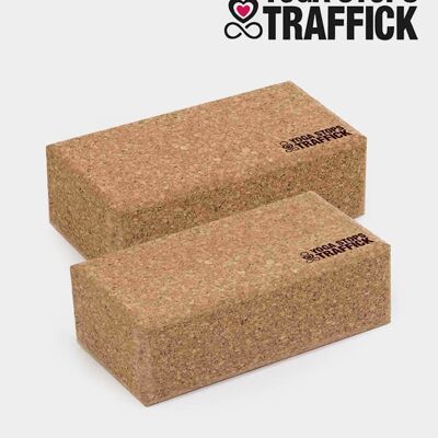 Yoga Stops Traffick Standard Size Cork Yoga Brick - Twin Pack