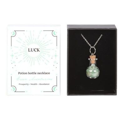 Collana con bottiglia di pozione in cristallo di avventurina verde fortuna