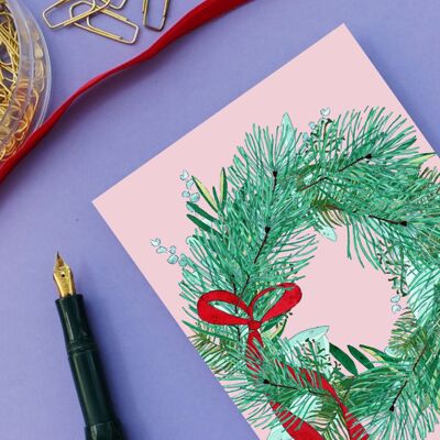Ghirlanda da cartolina con fiocco