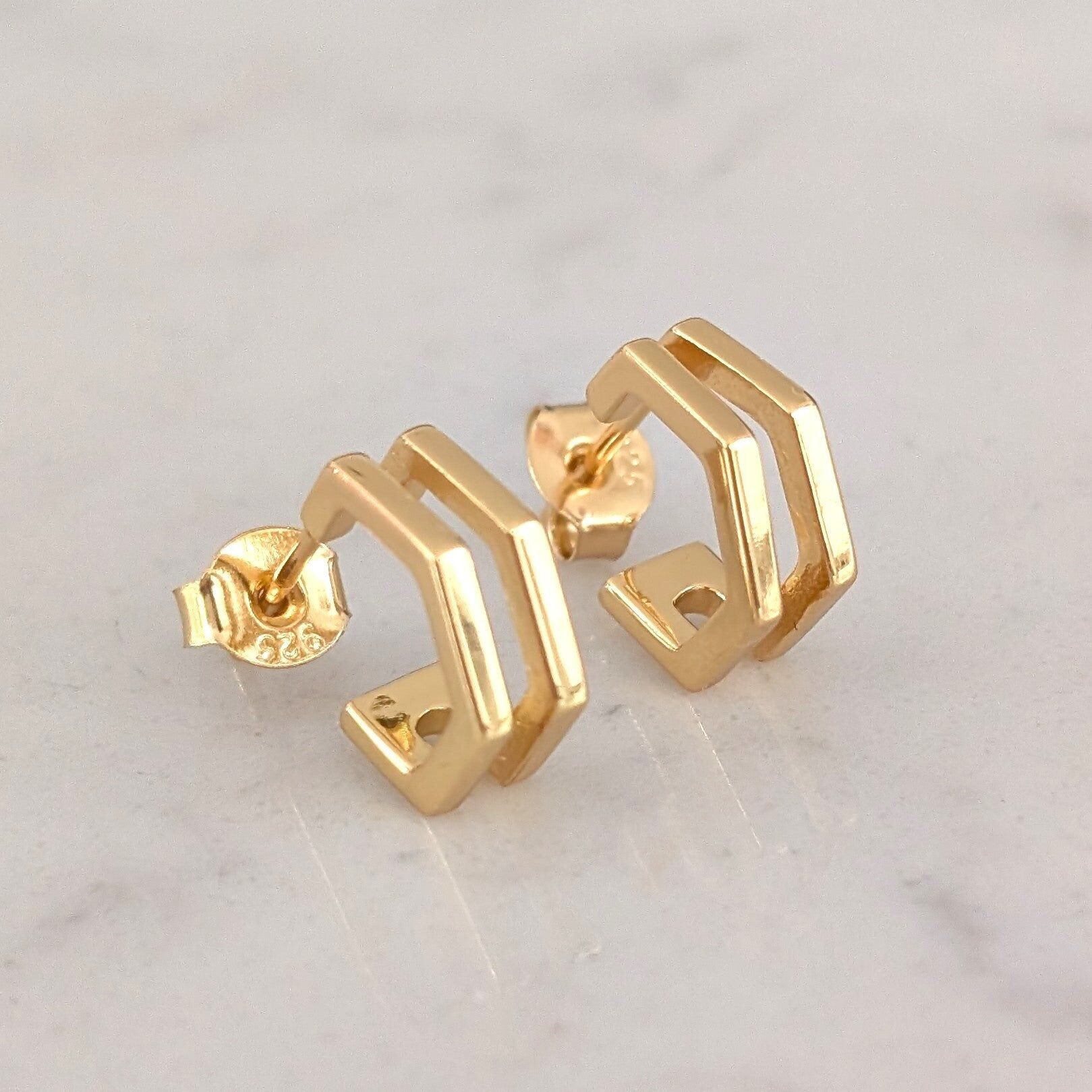 Double Hexagon Earrings