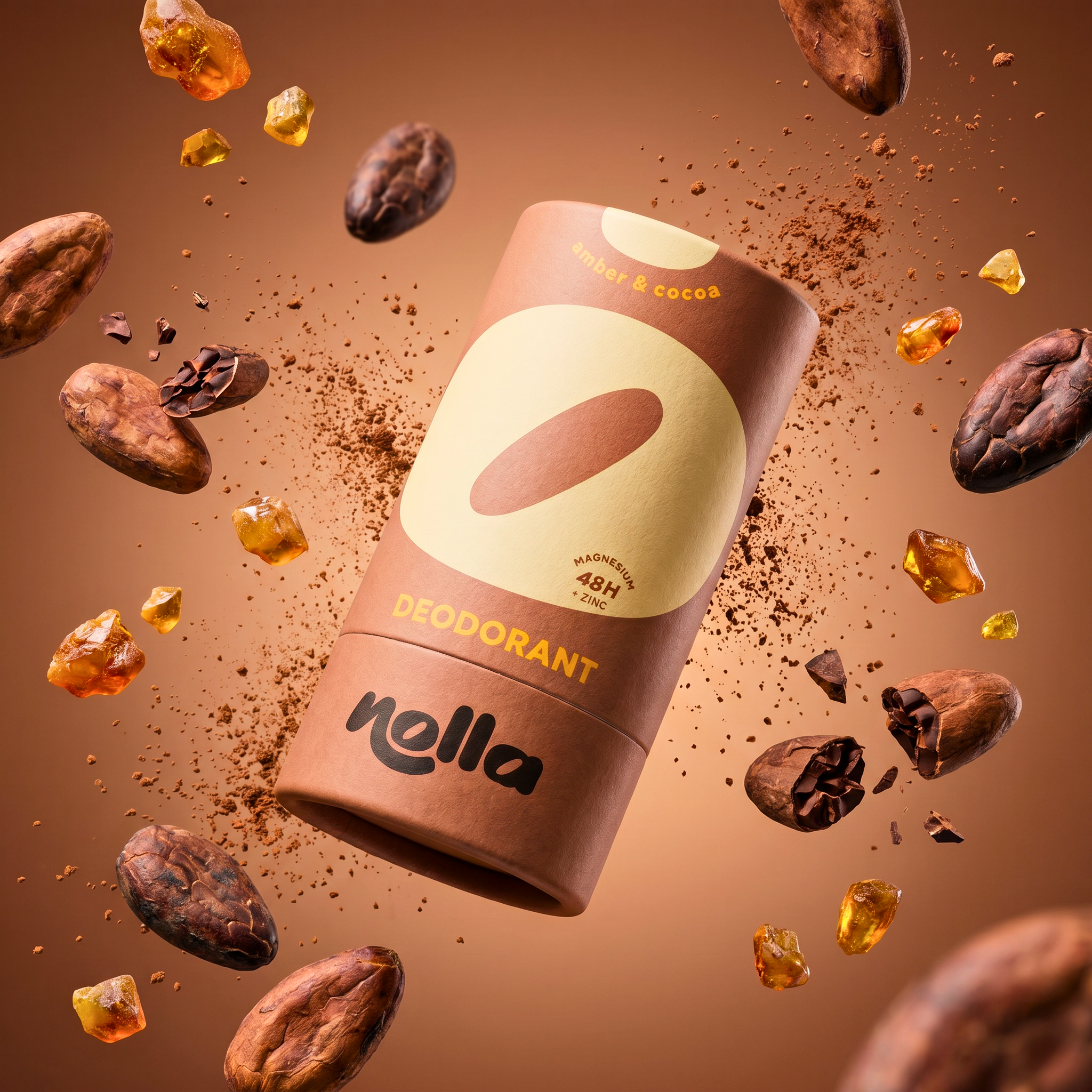 Natural Deodorant - Nolla - Effective for 48 hours - Amber & Cocoa
