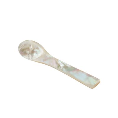 Cuillère à sel en nacre (extrémités rondes, longueur 6 cm), fabriquée à la main, produit 100% naturel, sel et cuillère à sucre