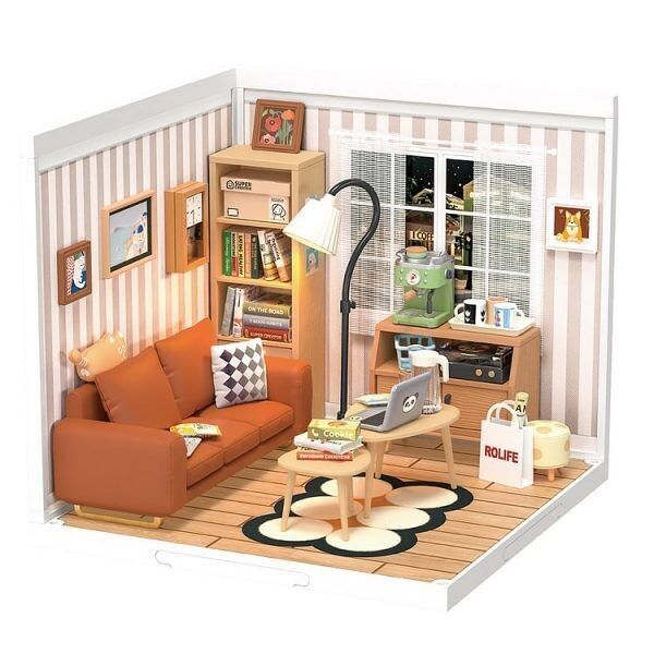 DIY House Super Creator Cozy Living Lounge, Robotime, DW007, 16.3×16.3×15.2cm