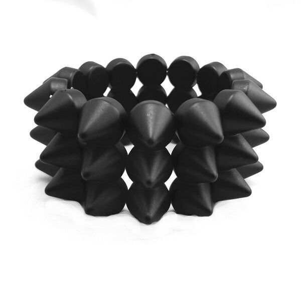 Pulsera elástica negra con triple punta