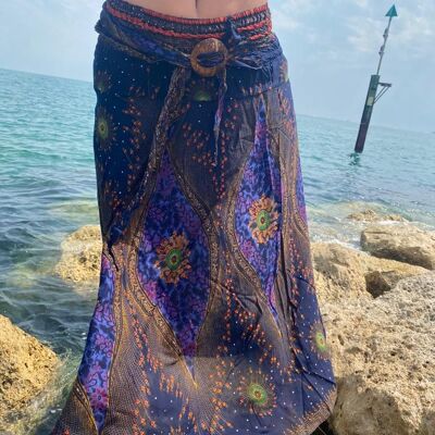 Bohotusk Blue Moonshine Long Skirt With Coconut Buckle (& Strapless Dress) S/M to 3XL