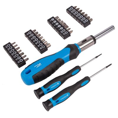 Set di cacciaviti a cricchetto in cromo vanadio blu da 31 pezzi - di Pro User