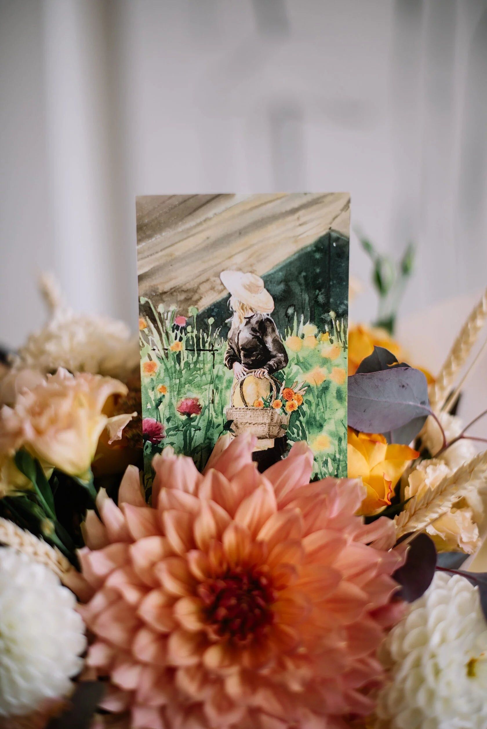 Biglietto di auguri 10x15 cm 'Flower Farm Girl'